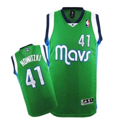 Men's Adidas Dallas Mavericks #41 Dirk Nowitzki Authentic Green NBA Jersey