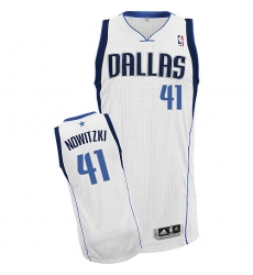 Men's Adidas Dallas Mavericks #41 Dirk Nowitzki Authentic White Home NBA Jersey