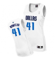 Women's Adidas Dallas Mavericks #41 Dirk Nowitzki Authentic White Home NBA Jersey