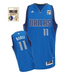 Men's Adidas Dallas Mavericks #11 Jose Barea Swingman Royal Blue Road Champions Patch NBA Jersey