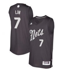 Men's Adidas Brooklyn Nets #7 Jeremy Lin Authentic Black 2016-2017 Christmas Day NBA Jersey