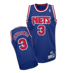 Men's Adidas Brooklyn Nets #3 Drazen Petrovic Authentic Blue Throwback NBA Jersey