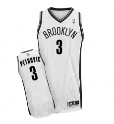 Men's Adidas Brooklyn Nets #3 Drazen Petrovic Authentic White Home NBA Jersey