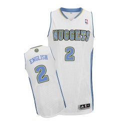 Men's Adidas Denver Nuggets #2 Alex English Authentic White Home NBA Jersey