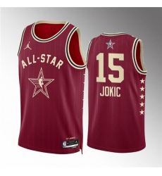 Men's 2024 All-Star #15 Nikola Jokic Crimson Stitched Basketball Jersey