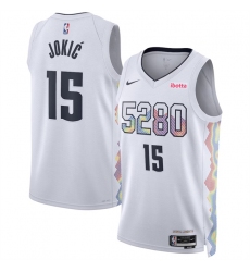 Men's Denver Nuggets #15 Nikola Jokic White 2024-25 City Edition Stitched Basketball Jersey