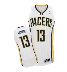 Men's Adidas Indiana Pacers #13 Paul George Authentic White Home NBA Jersey