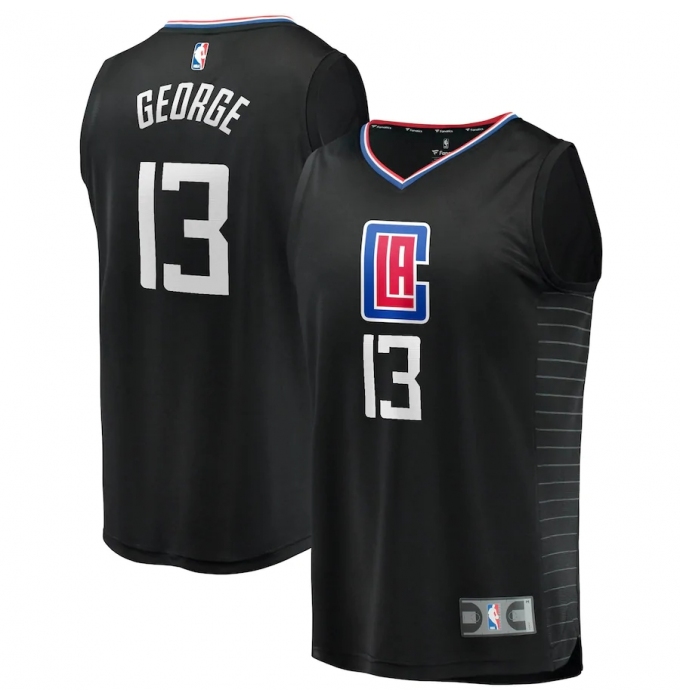 Men's LA Clippers #13 Paul George Fanatics Branded Black 2020-21 Fast Break Player Jersey