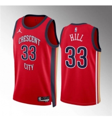 Men's New Orleans Pelicans #33 Malcolm Hill Red Statement Edition Stitched Basketball Jersey