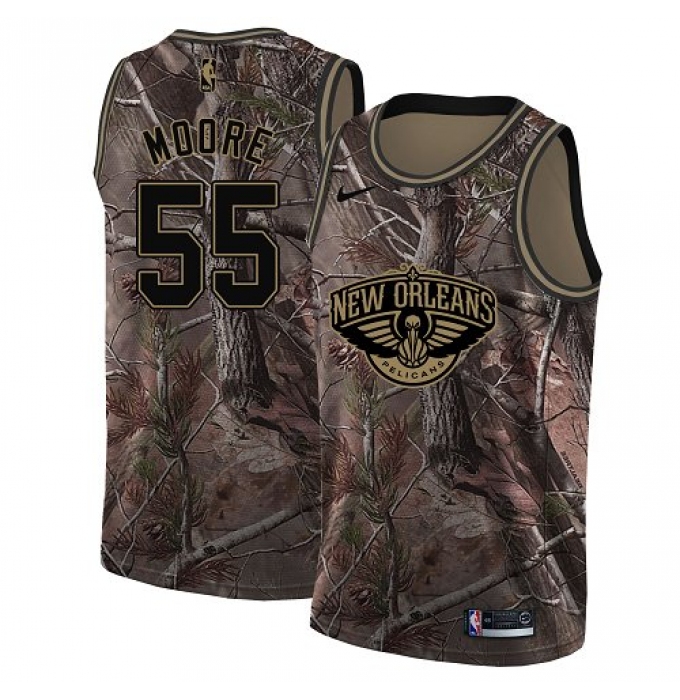 Men's Nike New Orleans Pelicans #55 E'Twaun Moore Swingman Camo Realtree Collection NBA Jersey