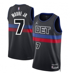 Men's Detroit Pistons #7 Wendell Moore Jr Black 2024 Statement Edition Stitched Jersey