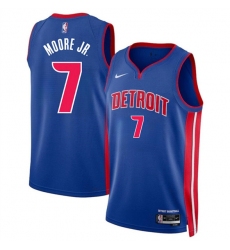 Men's Detroit Pistons #7 Wendell Moore Jr Blue 2024 Icon Edition Stitched Jersey