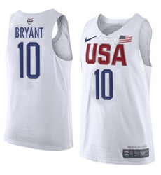 Men's Nike Team USA #10 Kobe Bryant Authentic White 2016 Olympics Basketball Jersey