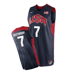 Men's Nike Team USA #7 Russell Westbrook Swingman Navy Blue 2012 Olympics Basketball Jersey
