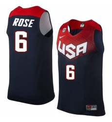 Men's Nike Team USA #6 Derrick Rose Swingman Navy Blue 2014 Dream Team Basketball Jersey