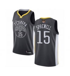 Men's Golden State Warriors #15 Latrell Sprewell Swingman Black 2019 Basketball Finals Bound Basketball Jersey - Statement Edition