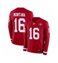 Men's Nike San Francisco 49ers #16 Joe Montana Limited Red Therma Long Sleeve NFL Jersey