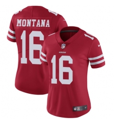 Women's Nike San Francisco 49ers #16 Joe Montana Elite Red Team Color NFL Jersey
