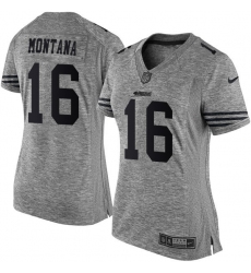 Women's Nike San Francisco 49ers #16 Joe Montana Limited Gray Gridiron NFL Jersey