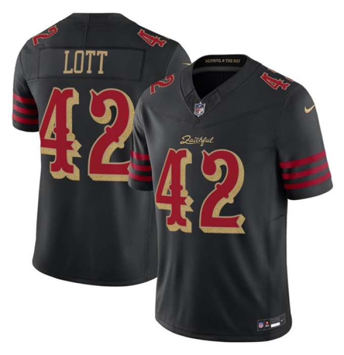 Men's San Francisco 49ers #42 Ronnie Lott Black 2025 F.U.S.E. “Rivalries” Vapor Limited Football Stitched Jersey