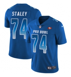 Men's Nike San Francisco 49ers #74 Joe Staley Limited Royal Blue 2018 Pro Bowl NFL Jersey