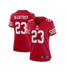 Womens NFL San Francisco 49ers #23 Christian McCaffrey Red Stitched Game Jersey(Run Small)