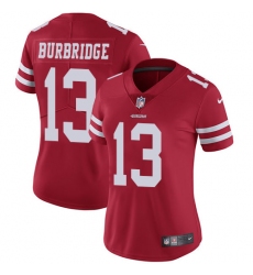 Women's Nike San Francisco 49ers #13 Aaron Burbridge Elite Red Team Color NFL Jersey