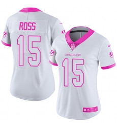 Women's Nike Cincinnati Bengals #15 John Ross Limited White/Pink Rush Fashion NFL Jersey