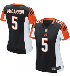 Women's Nike Cincinnati Bengals #5 AJ McCarron Game Black Team Color NFL Jersey