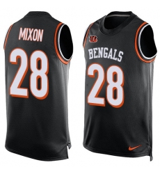 Men's Nike Cincinnati Bengals #28 Joe Mixon Limited Black Player Name & Number Tank Top NFL Jersey