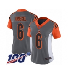 Women's Cincinnati Bengals #6 Jeff Driskel Limited Silver Inverted Legend 100th Season Football Jersey
