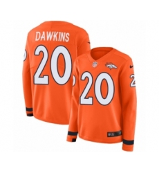 Women's Nike Denver Broncos #20 Brian Dawkins Limited Orange Therma Long Sleeve NFL Jersey