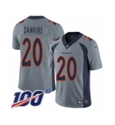 Youth Denver Broncos #20 Brian Dawkins Limited Silver Inverted Legend 100th Season Football Jersey
