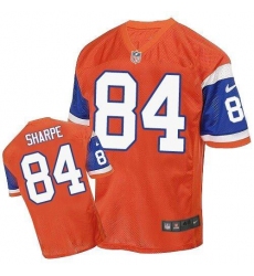 Men's Nike Denver Broncos #84 Shannon Sharpe Elite Orange Throwback NFL Jersey