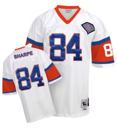 Mitchell And Ness Denver Broncos #84 Shannon Sharpe White With 75 Anniversary Patch Authentic Throwback NFL Jersey