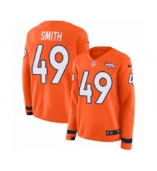 Women's Nike Denver Broncos #49 Dennis Smith Limited Orange Therma Long Sleeve NFL Jersey
