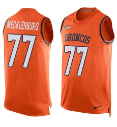 Men's Nike Denver Broncos #77 Karl Mecklenburg Limited Orange Player Name & Number Tank Top NFL Jersey