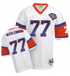 Mitchell And Ness Denver Broncos #77 Karl Mecklenburg White With 75TH Patch Authentic Throwback NFL Jersey