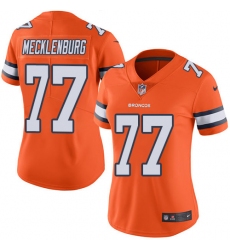 Women's Nike Denver Broncos #77 Karl Mecklenburg Limited Orange Rush Vapor Untouchable NFL Jersey