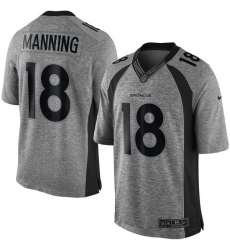 Men's Nike Denver Broncos #18 Peyton Manning Limited Gray Gridiron NFL Jersey
