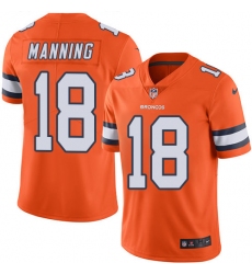 Men's Nike Denver Broncos #18 Peyton Manning Limited Orange Rush Vapor Untouchable NFL Jersey