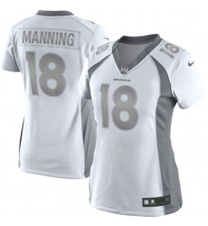 Women's Nike Denver Broncos #18 Peyton Manning Limited White Platinum NFL Jersey