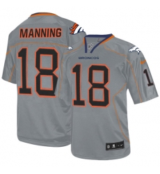 Youth Nike Denver Broncos #18 Peyton Manning Elite Lights Out Grey NFL Jersey