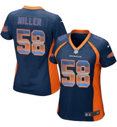 Women's Nike Denver Broncos #58 Von Miller Limited Navy Blue Strobe NFL Jersey