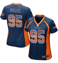 Women's Nike Denver Broncos #95 Derek Wolfe Limited Navy Blue Strobe NFL Jersey