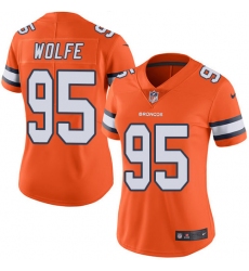 Women's Nike Denver Broncos #95 Derek Wolfe Limited Orange Rush Vapor Untouchable NFL Jersey