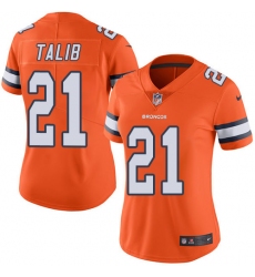 Women's Nike Denver Broncos #21 Aqib Talib Limited Orange Rush Vapor Untouchable NFL Jersey