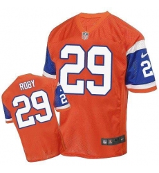 Men's Nike Denver Broncos #29 Bradley Roby Elite Orange Throwback NFL Jersey