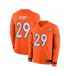 Men's Nike Denver Broncos #29 Bradley Roby Limited Orange Therma Long Sleeve NFL Jersey
