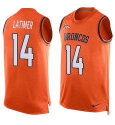 Men's Nike Denver Broncos #14 Cody Latimer Limited Orange Player Name & Number Tank Top NFL Jersey